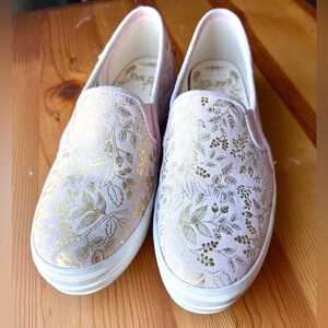 Pink + gold jacquard triple decker Keds x Rifle Paper Co sz 10